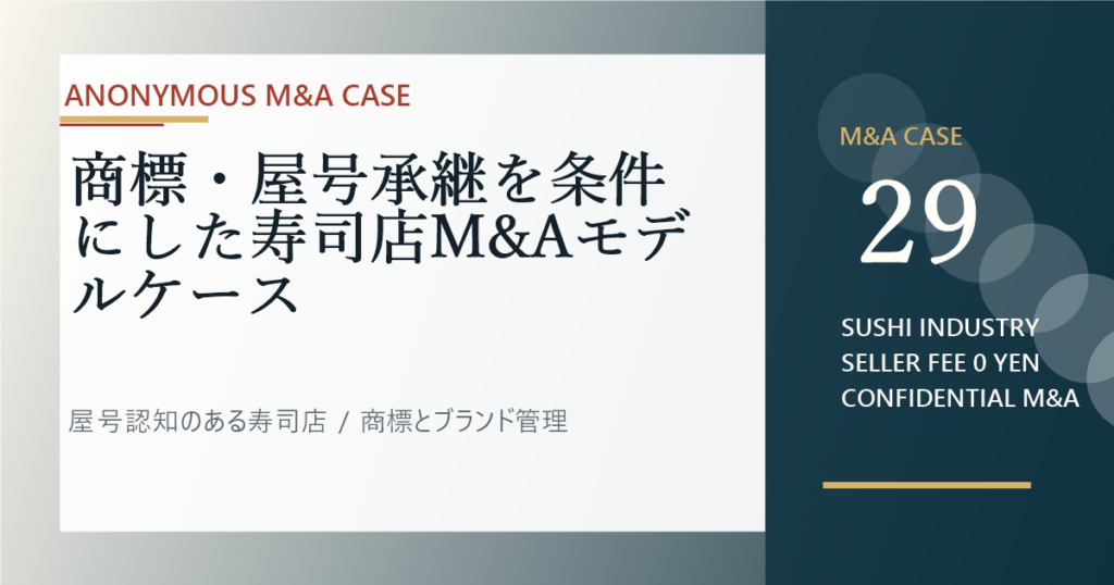 商標・屋号承継を条件にした寿司店M&Aモデルケースのアイキャッチ画像